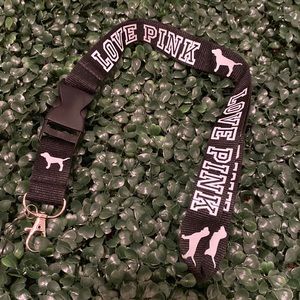 Love Pink Detachable Lanyard Black & White